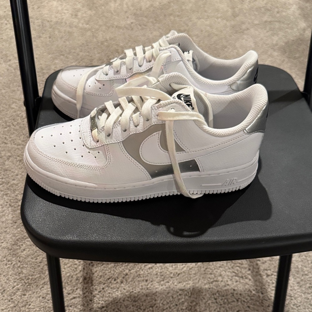 Nike Women's Classic White and Silver Sneakers